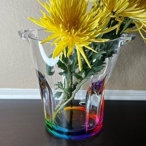 Vintage Acrylic Iridescent Rainbow Ice Bucket, Champaign Bucket, Lucite, Lustre